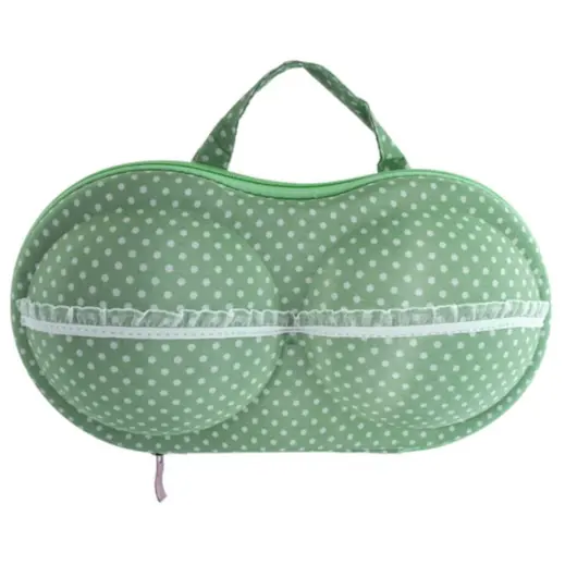 Bra Travel Case Green-White Front